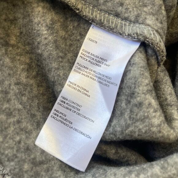 Eddie Bauer Men Radiator Fleece Quarter Snap Pullover Sweater Gray Heather L NWT - Picture 8 of 8